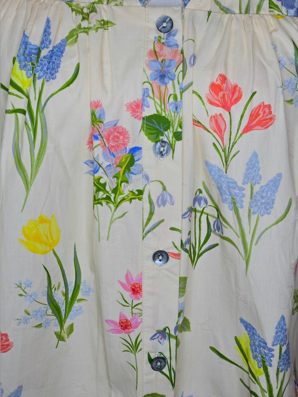 entro Meadow Bloom Flutter Sleeve Floral Ruffle V-Neck Cotton Blouse Top NWOT M - Picture 4 of 9